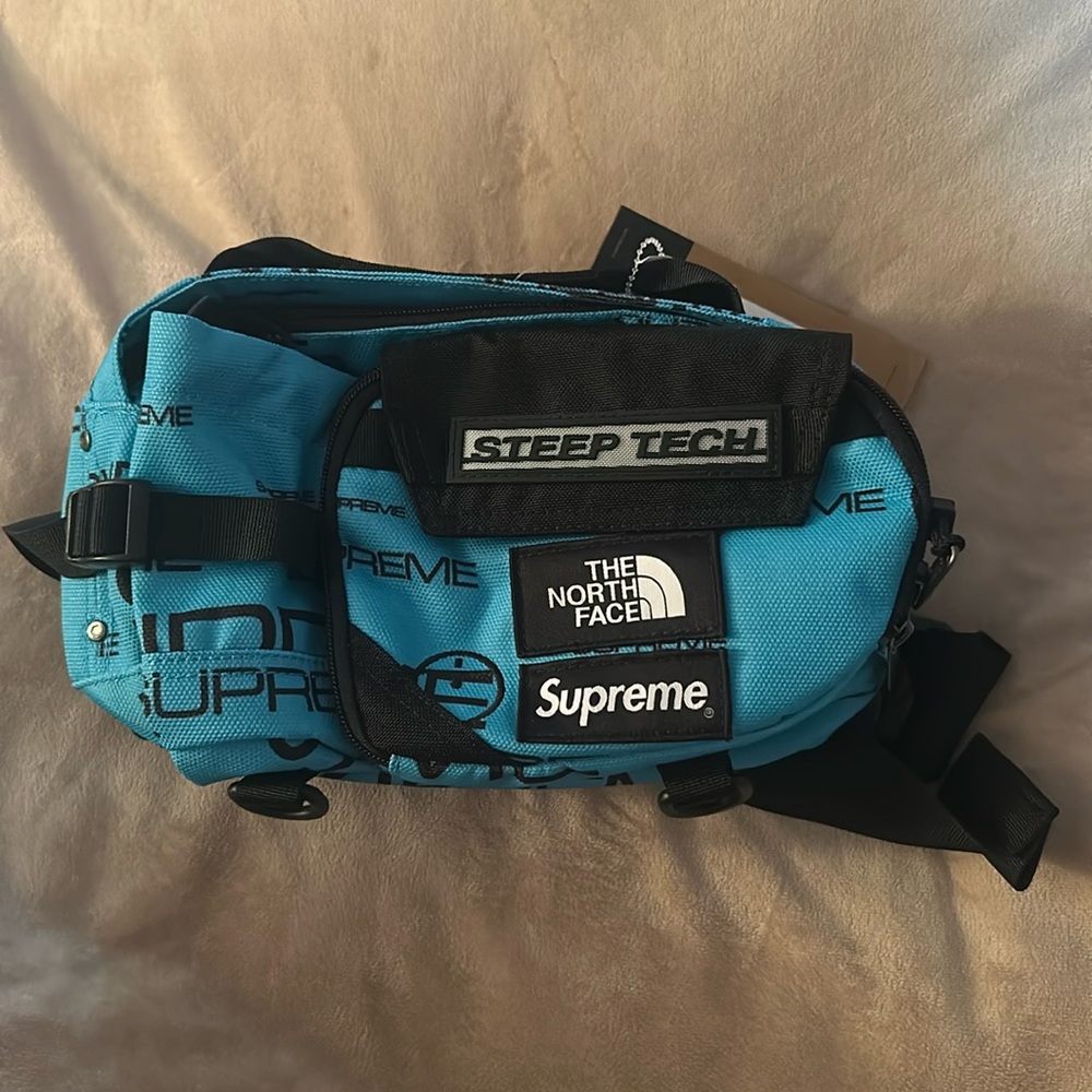 New Supreme x The North Face Steep Tech Teal/Black Waist Bag Fanny Pack FW22